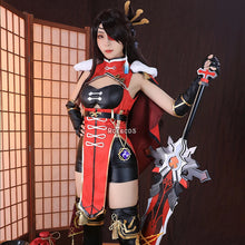 Load image into Gallery viewer, Cosplay Costume Beidou Cosplay Costume Women Black Red Costume Halloween Dress Cloak Full Set
