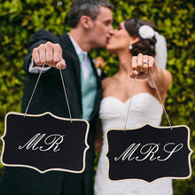 Load image into Gallery viewer, Rustic Wedding Wooden Blackboard Mr Mrs Bridal Shower Decoration Photobooth Birthday Party DIY Home Decor Sign Message Board

