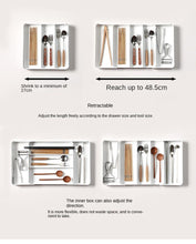 Load image into Gallery viewer, Drawer Storage Box Retractable Kitchen Partition Cutlery Box Household Cosmetics Stationery Organizing Box
