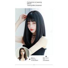 Load image into Gallery viewer, Lisa Same Cartoon Qi Bangs Black Median to Long Straight Hair Ruili Cute Fashion Whole Wig Full-Head Wig
