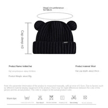 Load image into Gallery viewer, Cute Bear Woolen Cap Women's Korean-Style Letter Knitted Hat Men's Cold-Proof Warm Earflaps Slipover Hat
