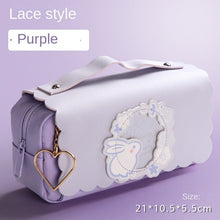 Load image into Gallery viewer, Pencil Case  PU Leather Pen Case Ruler Pouch for School Girl Sweet Eraser Holder
