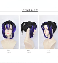 Load image into Gallery viewer, Kimetsu No Yaiba Wig Butterfly Forbear Wig Cosplay Head Cover Black Gradient Blue
