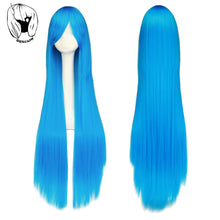 Load image into Gallery viewer, Cosplay100cm Long Blue Synthetic Hair Wigs Halloween Anime Costume Straight Heat Resistant Wig
