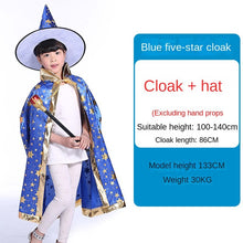 Load image into Gallery viewer, Halloween Children's Cloak Adult Men and Women Show Performance Costume Wizard Witch Five Star Cloak Cloak Hat
