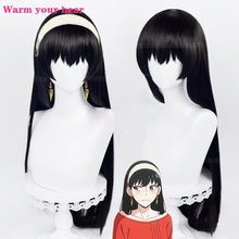 Load image into Gallery viewer, High Quality Anime SPY×FAMILY Yor Forger Cosplay Wig Black Heat Resistant Synthetic Party Killer Assassin Weapons Earrings Wigs
