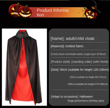 Load image into Gallery viewer, Halloween Cloak Cos Double-Layer Black and Red Vampire Cloak Death Pirate Children Adult Party Performance Witch

