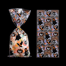 Load image into Gallery viewer, 50Pcs Halloween Plastic Candy Bags with Twists Cookies Snacks Gift Packaging Bag Halloween Party Decor Supplies Trick Or Treat
