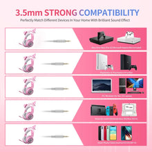 Load image into Gallery viewer, Wired Headset Gamer Pink Cat Ear Headset Cute PS4 Phone PC With Microphone 3.5mm Gaming Phone PS4 Overear Gamer G951s Pink
