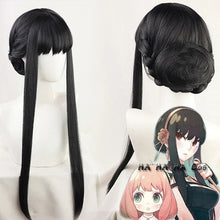 Load image into Gallery viewer, SPY FAMILY Yor Forger Cosplay Black Long Wig Hairpin Earrings Weapons Anime Headgear Girls Heat-resistant Fiber Hair Party Props
