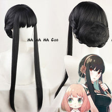 Load image into Gallery viewer, SPY FAMILY Yor Forger Cosplay Black Long Wig Hairpin Earrings Weapons Anime Headgear Girls Heat-resistant Fiber Hair Party Props

