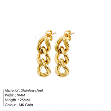 Load image into Gallery viewer, Fashion Stainless Steel Stud Earrings for Women Cuban Link Chain Gold Plated Dangle Earrings Rock Punk Jewelry Wholesale
