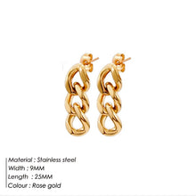 Load image into Gallery viewer, Fashion Stainless Steel Stud Earrings for Women Cuban Link Chain Gold Plated Dangle Earrings Rock Punk Jewelry Wholesale
