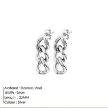 Load image into Gallery viewer, Fashion Stainless Steel Stud Earrings for Women Cuban Link Chain Gold Plated Dangle Earrings Rock Punk Jewelry Wholesale
