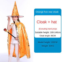 Load image into Gallery viewer, Halloween Children's Cloak Adult Men and Women Show Performance Costume Wizard Witch Five Star Cloak Cloak Hat
