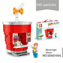 Load image into Gallery viewer, Mini Particle Building Blocks Model City Street View Hamburger Drink Shop Model Building Blocks Toy Set Children Birthday Christmas Gift
