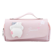 Load image into Gallery viewer, Pencil Case  PU Leather Pen Case Ruler Pouch for School Girl Sweet Eraser Holder
