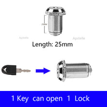 Load image into Gallery viewer, Door lock Same key 16/20/25/30mm Drawer Locks With 2 Keys Lock Furniture Hardware Door Cabinet Lock For Office Desk Letter Box Cam Locks
