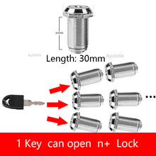 Load image into Gallery viewer, Door lock Same key 16/20/25/30mm Drawer Locks With 2 Keys Lock Furniture Hardware Door Cabinet Lock For Office Desk Letter Box Cam Locks
