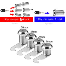 Load image into Gallery viewer, Door lock Same key 16/20/25/30mm Drawer Locks With 2 Keys Lock Furniture Hardware Door Cabinet Lock For Office Desk Letter Box Cam Locks
