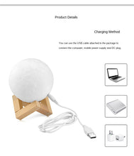 Load image into Gallery viewer, Led Small Night Lamp Chargeable with Remote Control Pat Lamp 3D Printing Moon Light
