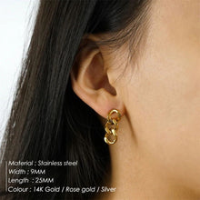 Load image into Gallery viewer, Fashion Stainless Steel Stud Earrings for Women Cuban Link Chain Gold Plated Dangle Earrings Rock Punk Jewelry Wholesale

