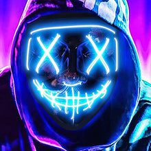Load image into Gallery viewer, Scary Halloween Colplay Light Up Purge Mask Halloween Masquerade Party LED Face Masks Glowing In Dark for Kids Men Women Mask
