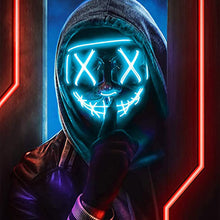 Load image into Gallery viewer, Scary Halloween Colplay Light Up Purge Mask Halloween Masquerade Party LED Face Masks Glowing In Dark for Kids Men Women Mask
