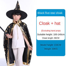 Load image into Gallery viewer, Halloween Children's Cloak Adult Men and Women Show Performance Costume Wizard Witch Five Star Cloak Cloak Hat
