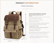 Load image into Gallery viewer, Shoulder Camera Backpack Large Capacity SLR Water-Proof Bag Wax Dye Canvas Camera Bag
