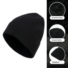 Load image into Gallery viewer, Winter Retro Men's Thickened plus Fluff Knitted Hat Fashionable Solid Color All-Matching Closed Toe Beanie Hat Sports Cold-Proof Woolen Cap
