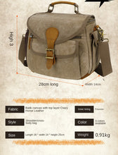 Load image into Gallery viewer, Outdoor Camera Bag Digital SLR Professional Waterproof Oil Wax Canvas Shoulder Bag
