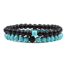 Load image into Gallery viewer, Distance Bracelet For Women Couples Bracelet Classic 6mm Natural Black Matte Blue Turquoises Beaded Stone Bracelets Men Jewelry
