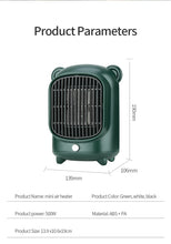 Load image into Gallery viewer, New Electric Heater Desktop Mini Small PTC  Fast Heat  Silent Winter Warmer Machine Room Heating Warmer  500W
