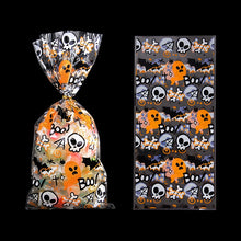 Load image into Gallery viewer, 50Pcs Halloween Plastic Candy Bags with Twists Cookies Snacks Gift Packaging Bag Halloween Party Decor Supplies Trick Or Treat
