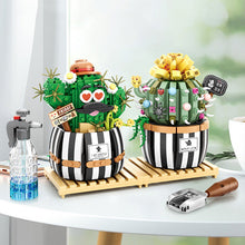 Load image into Gallery viewer, Creative Funny Cactus Building Blocks Diy Simulation Succulent Potted Green Plant Flower 3D Model Mini Brick Children's Toy Gift
