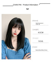 Load image into Gallery viewer, Lisa Same Cartoon Qi Bangs Black Median to Long Straight Hair Ruili Cute Fashion Whole Wig Full-Head Wig
