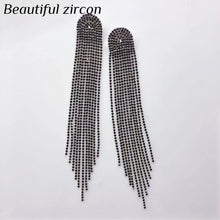 Load image into Gallery viewer, Shining Rhinestone Pendant Earrings suitable for women's fashion crystal Tassel Earrings European and American style earrings
