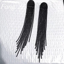 Load image into Gallery viewer, Shining Rhinestone Pendant Earrings suitable for women's fashion crystal Tassel Earrings European and American style earrings
