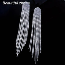 Load image into Gallery viewer, Shining Rhinestone Pendant Earrings suitable for women's fashion crystal Tassel Earrings European and American style earrings
