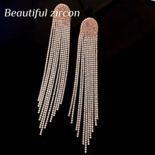 Load image into Gallery viewer, Shining Rhinestone Pendant Earrings suitable for women's fashion crystal Tassel Earrings European and American style earrings
