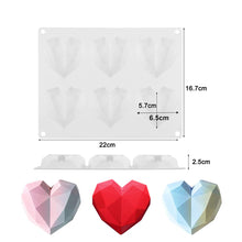 Load image into Gallery viewer, SILIKOLOVE 3D Geometric Heart Shaped Silicone Molds for Baking Sponge Chiffon Mousse Cake Mold Breakable Chocolate Molds
