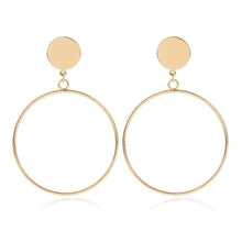 Load image into Gallery viewer, Simple fashion gold color Silver plated geometric Long Circle earrings for women fashion big hollow drop earrings jewelry

