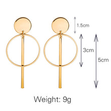 Load image into Gallery viewer, Simple fashion gold color Silver plated geometric Long Circle earrings for women fashion big hollow drop earrings jewelry
