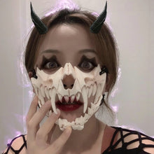 Load image into Gallery viewer, Skull Party Mask Demon Werewolf Tigers Skull Half Face Cover Mask Halloween Dance Prom Cosplay Costume Mask Prop
