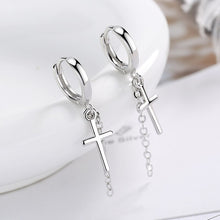 Load image into Gallery viewer, Small Hoop Earrings Smooth Tiny Huggies With Hollow Cross Star Pendants Female Dangle Earring Cute Piercing Earring Gifts
