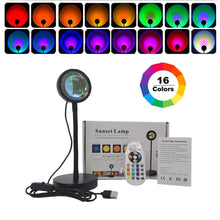 Load image into Gallery viewer, USB Led Night Light Rainbow Sunset Red Projector Lamp for Home Coffe shop Background Wall Decoration Atmosphere Table Lamp Light
