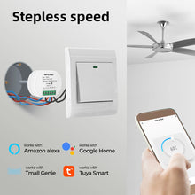 Load image into Gallery viewer, Tuya Wifi Smart Ceiling Fan Speed Switch EU 220V Mini Wall On Off Module Remote Electric Control For Alexa Google Home
