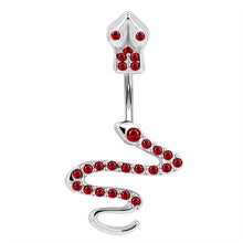 Load image into Gallery viewer, 1pcs Snake navel ring crystal red CZ 14g Belly button piercing body jewellery
