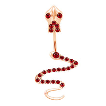 Load image into Gallery viewer, 1pcs Snake navel ring crystal red CZ 14g Belly button piercing body jewellery
